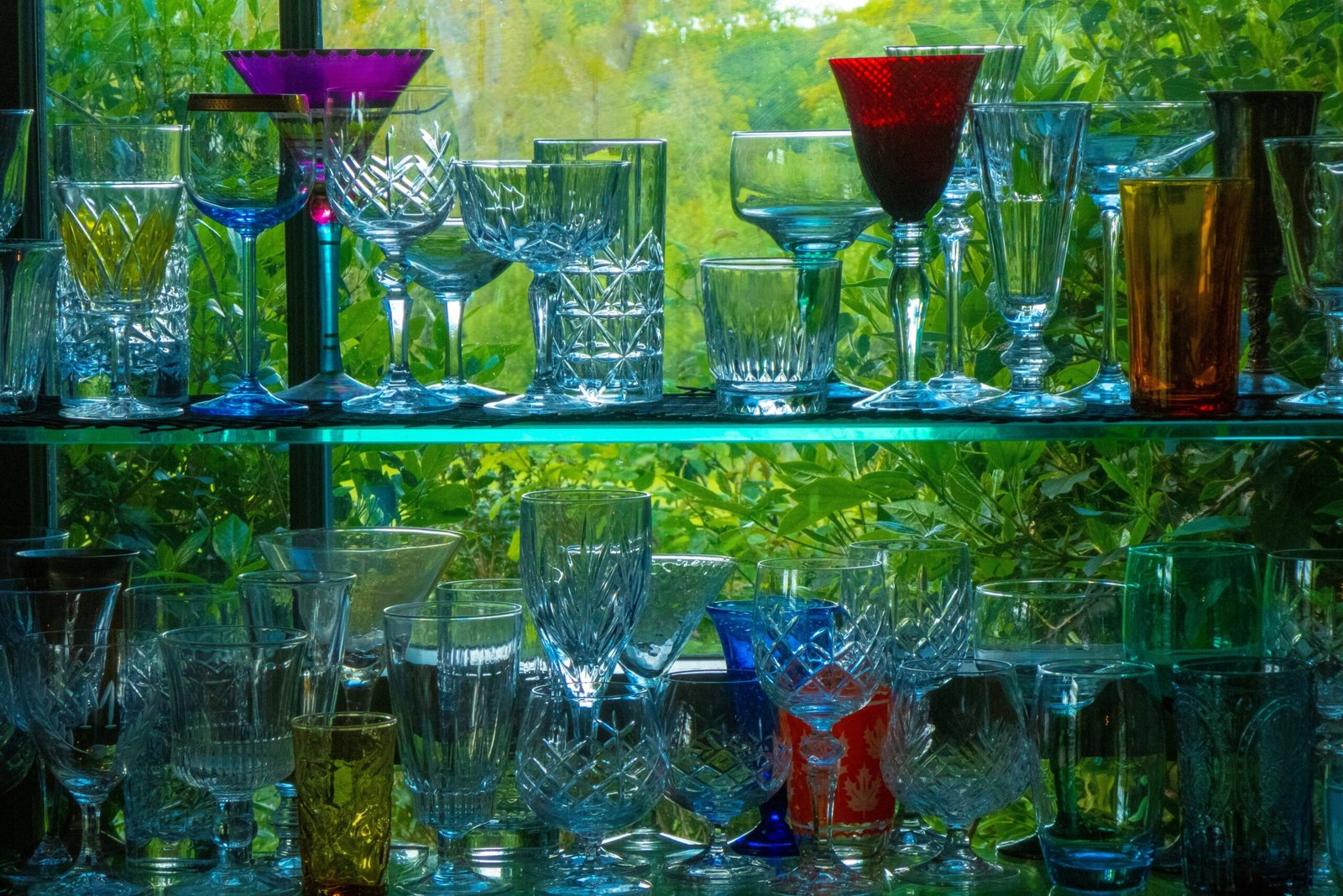 wine and beer glass lot close-up photography